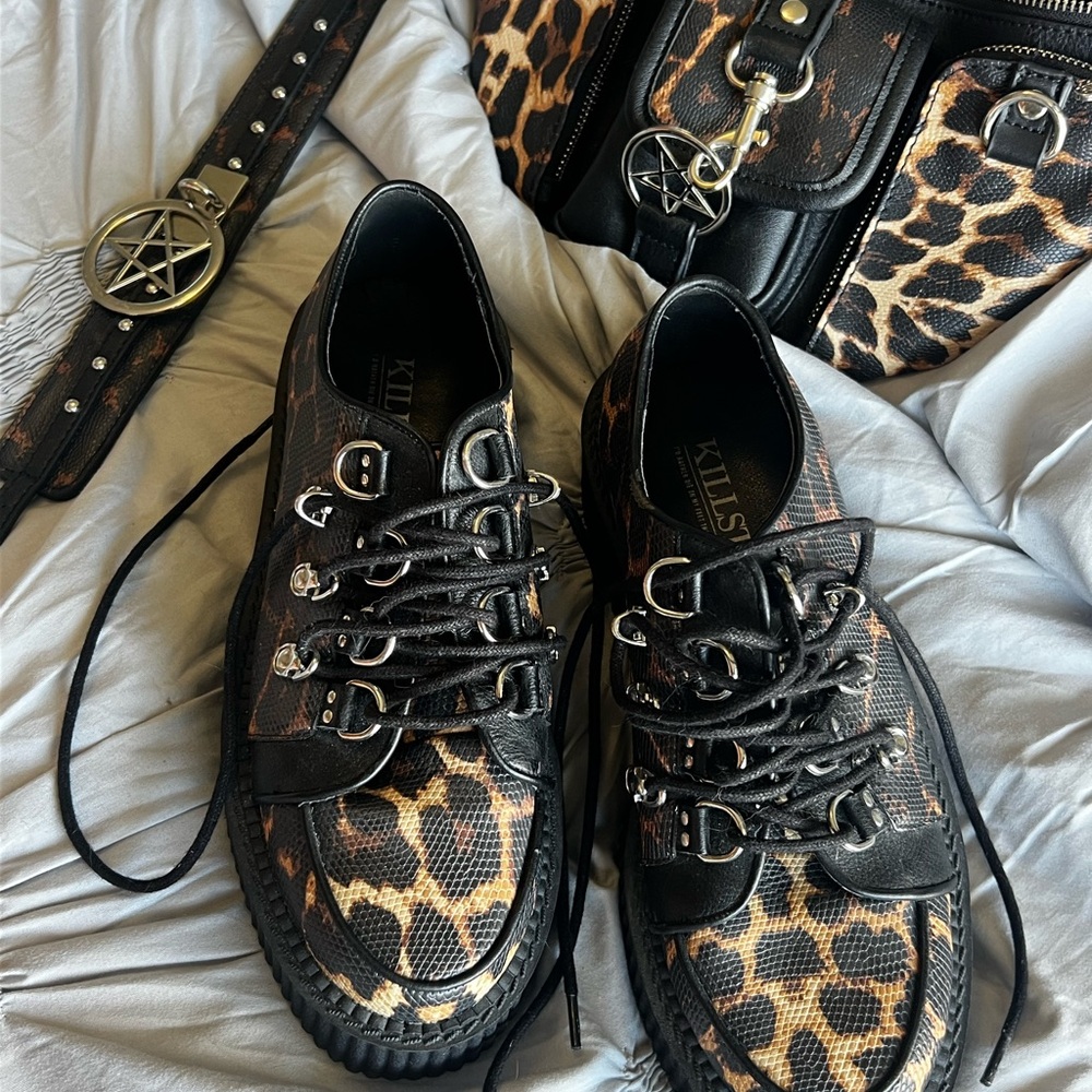 3 piece set! Killstar leather creepers fanny and choker!